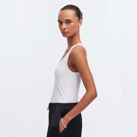 Madewell Drapey Tank Top Ribbed White M (6-8) NWT Modal Blend - Picture 3 of 10